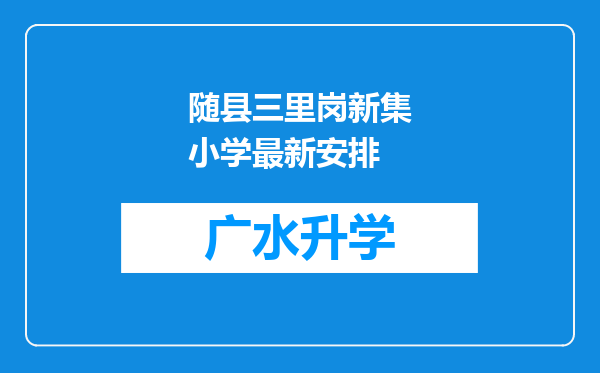 随县三里岗新集小学最新安排