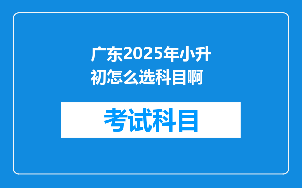 广东2025年小升初怎么选科目啊