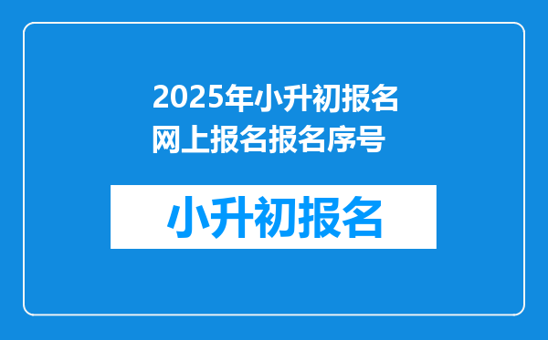 2025年小升初报名网上报名报名序号