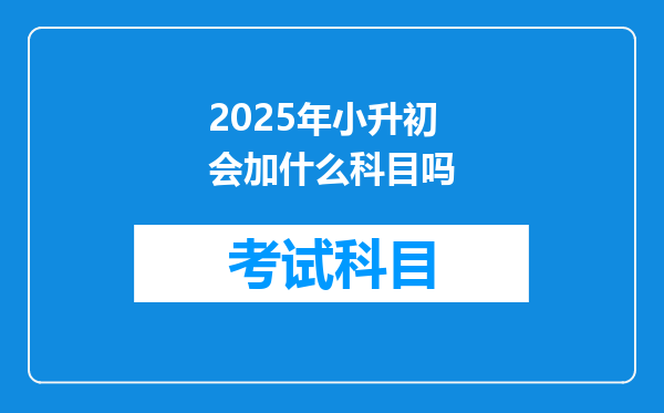 2025年小升初会加什么科目吗