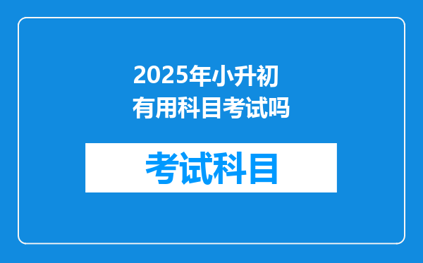 2025年小升初有用科目考试吗