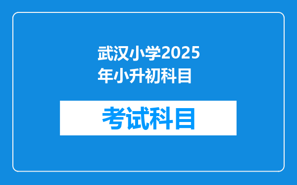 武汉小学2025年小升初科目