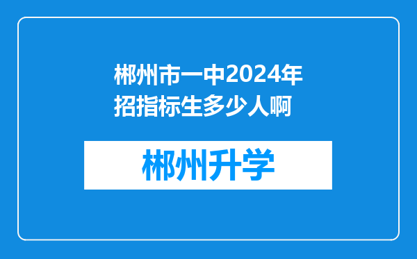 郴州市一中2024年招指标生多少人啊