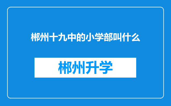 郴州十九中的小学部叫什么