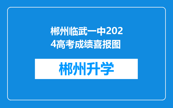 郴州临武一中2024高考成绩喜报图