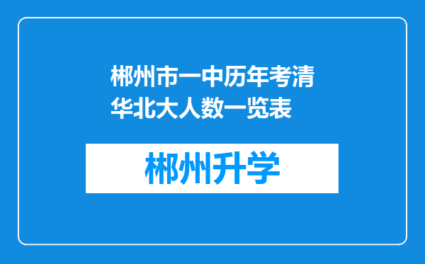 郴州市一中历年考清华北大人数一览表