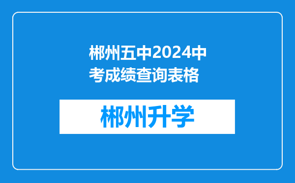 郴州五中2024中考成绩查询表格