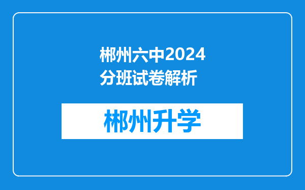 郴州六中2024分班试卷解析