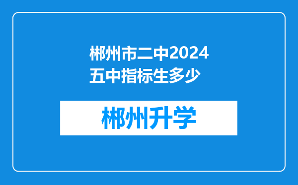 郴州市二中2024五中指标生多少