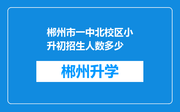 郴州市一中北校区小升初招生人数多少