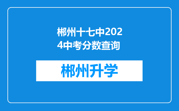 郴州十七中2024中考分数查询