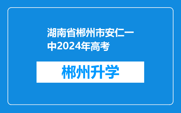 湖南省郴州市安仁一中2024年高考