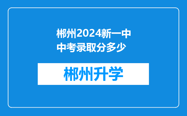 郴州2024新一中中考录取分多少