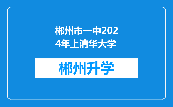 郴州市一中2024年上清华大学