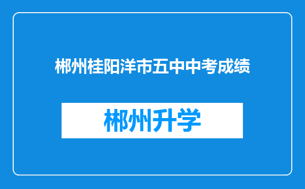 郴州桂阳洋市五中中考成绩