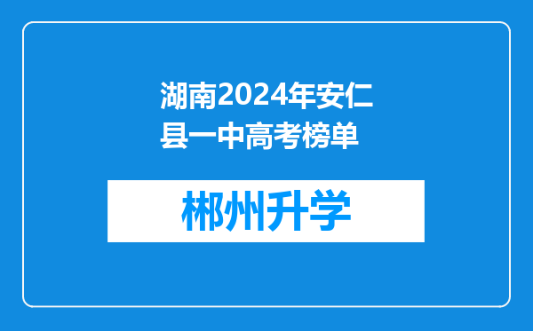 湖南2024年安仁县一中高考榜单