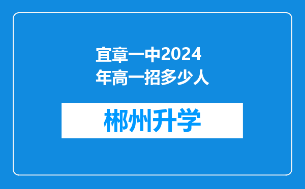 宜章一中2024年高一招多少人