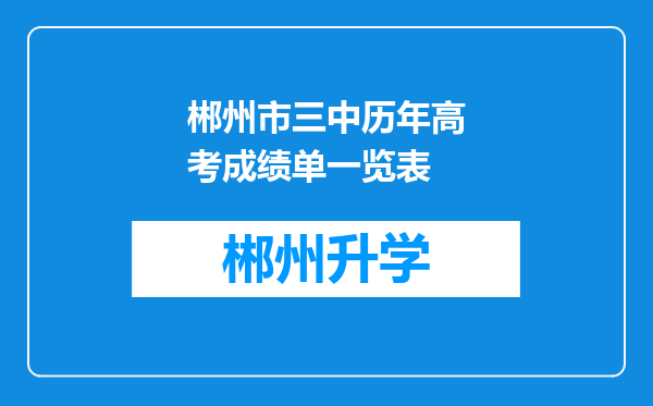 郴州市三中历年高考成绩单一览表