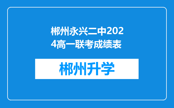 郴州永兴二中2024高一联考成绩表