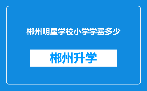 郴州明星学校小学学费多少