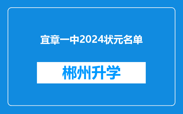 宜章一中2024状元名单