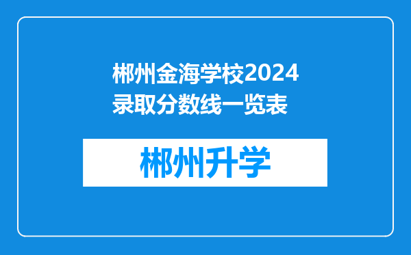 郴州金海学校2024录取分数线一览表