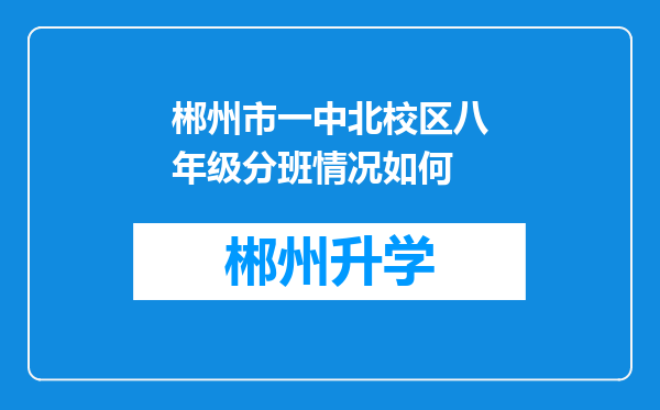 郴州市一中北校区八年级分班情况如何