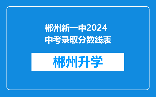 郴州新一中2024中考录取分数线表