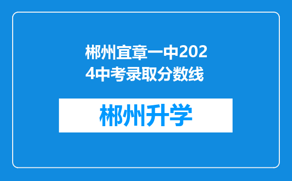 郴州宜章一中2024中考录取分数线