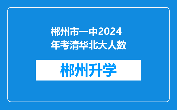 郴州市一中2024年考清华北大人数