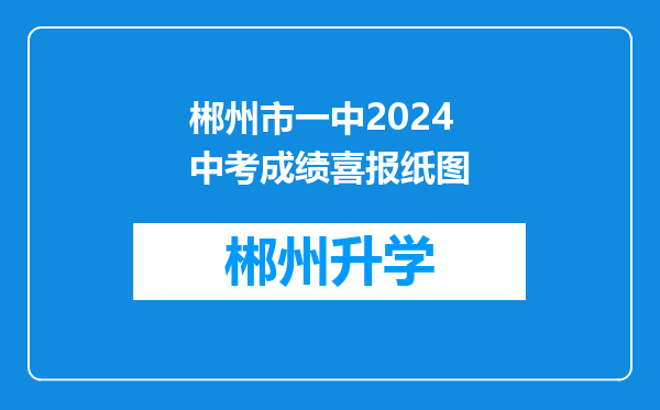 郴州市一中2024中考成绩喜报纸图