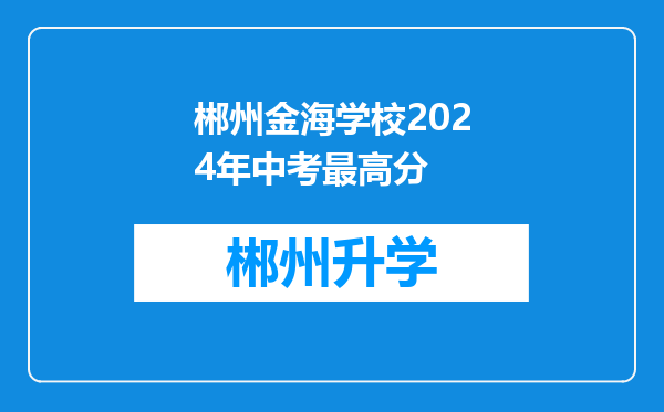 郴州金海学校2024年中考最高分