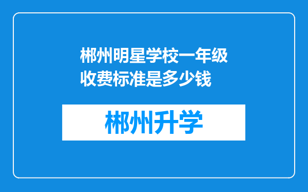 郴州明星学校一年级收费标准是多少钱