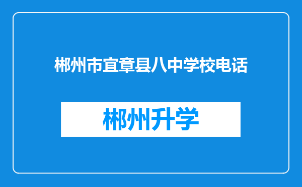 郴州市宜章县八中学校电话