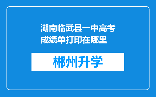 湖南临武县一中高考成绩单打印在哪里