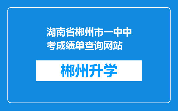 湖南省郴州市一中中考成绩单查询网站