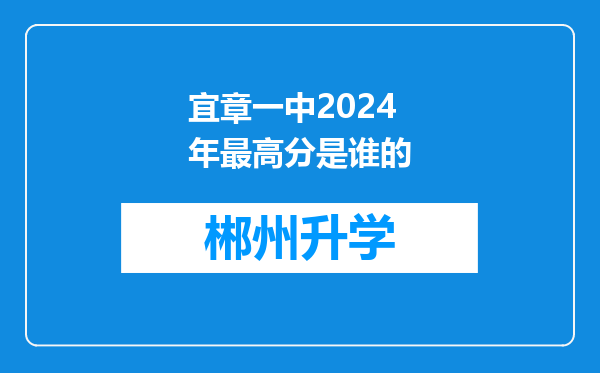 宜章一中2024年最高分是谁的