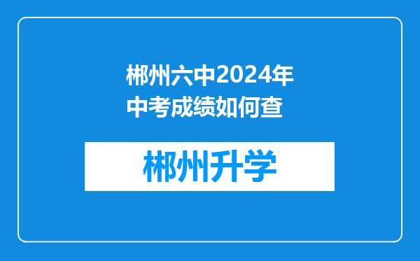 郴州六中2024年中考成绩如何查