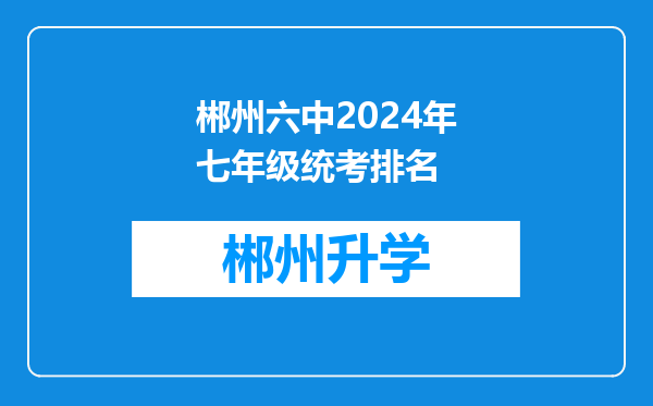 郴州六中2024年七年级统考排名