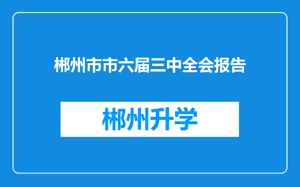 郴州市市六届三中全会报告