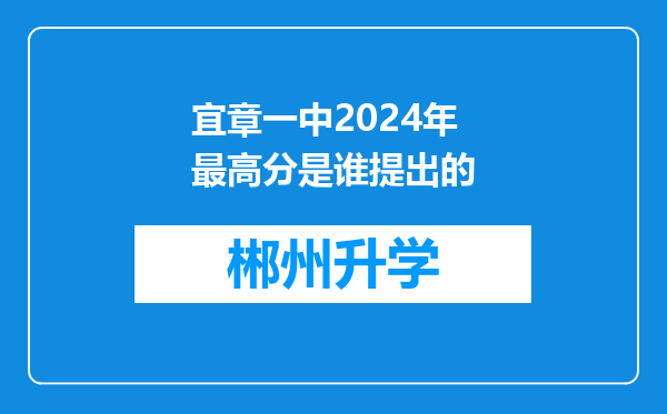 宜章一中2024年最高分是谁提出的