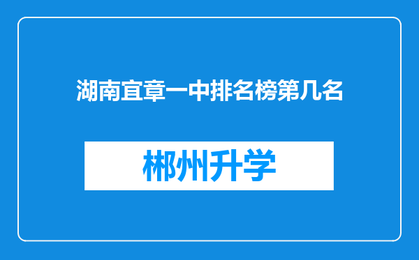 湖南宜章一中排名榜第几名