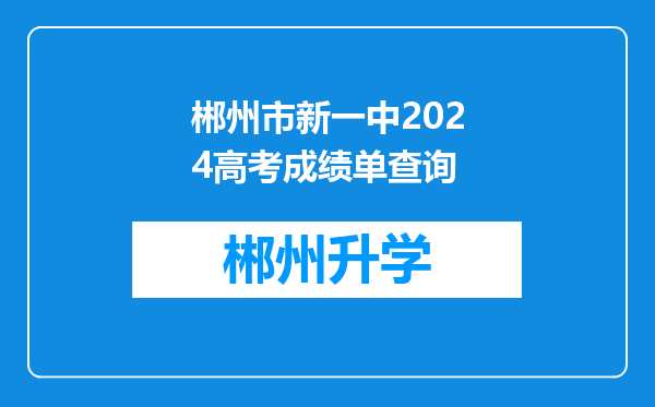 郴州市新一中2024高考成绩单查询