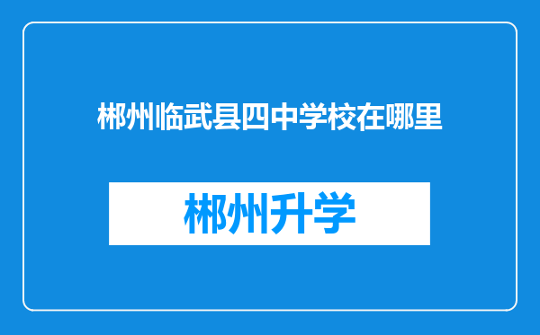 郴州临武县四中学校在哪里