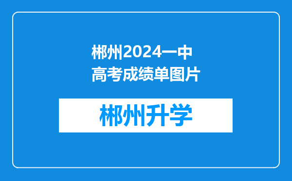 郴州2024一中高考成绩单图片