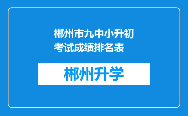 郴州市九中小升初考试成绩排名表