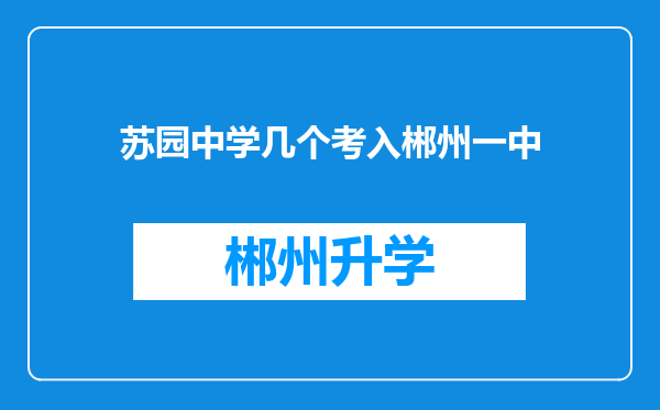 苏园中学几个考入郴州一中