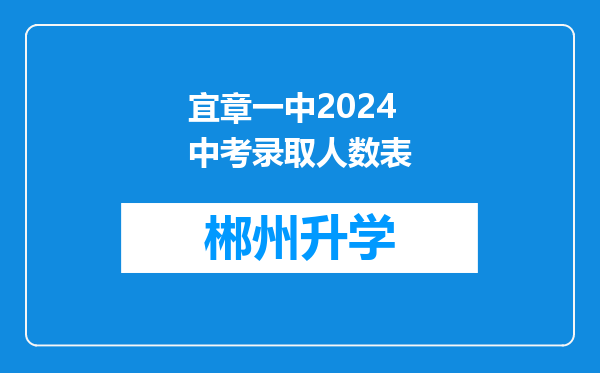 宜章一中2024中考录取人数表