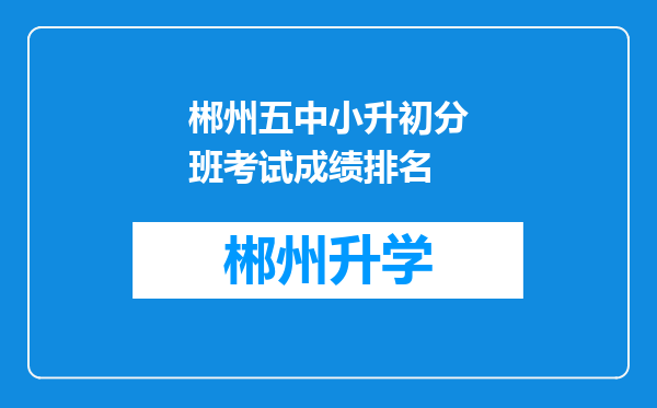 郴州五中小升初分班考试成绩排名