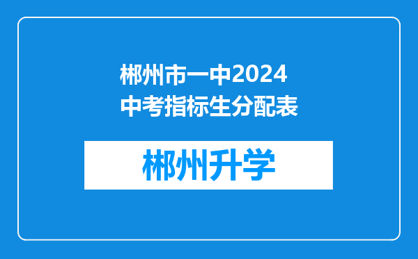 郴州市一中2024中考指标生分配表